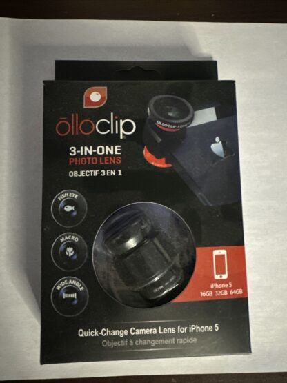 Olloclip 3-In-1 Photo Lens For iPhone 5 5S Red Macro Fisheye Wide Angle Pouch